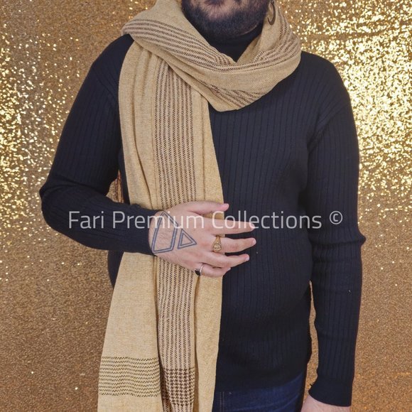 Soft Warm Wool Shawl Border Design Washable Pakistani Kashmiri Wrap Scarf Unisex - Picture 13 of 16